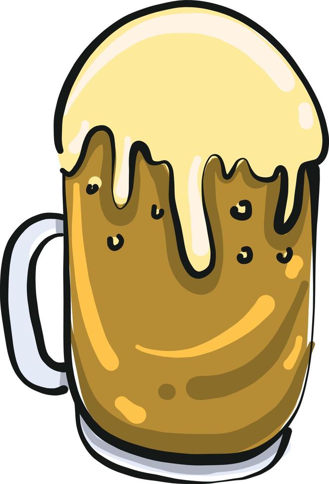 pint van bier, illustratie, vector Aan wit achtergrond.