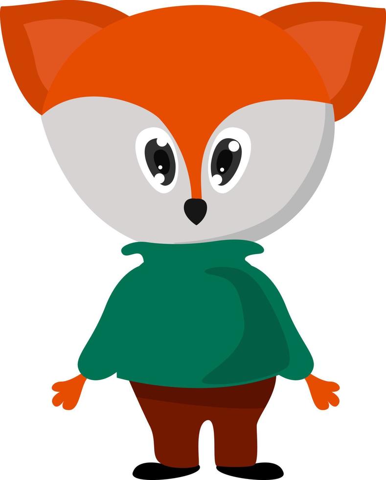 vos in groen trui, illustratie, vector Aan wit achtergrond