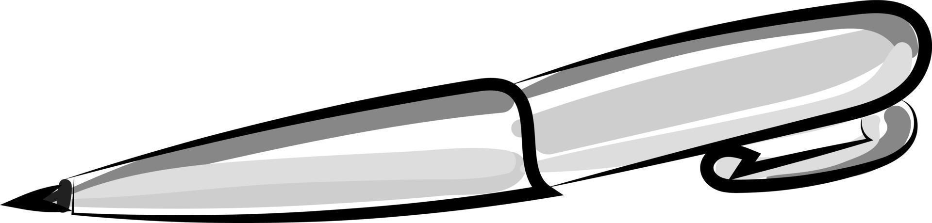 zilver pen, illustratie, vector Aan wit achtergrond.