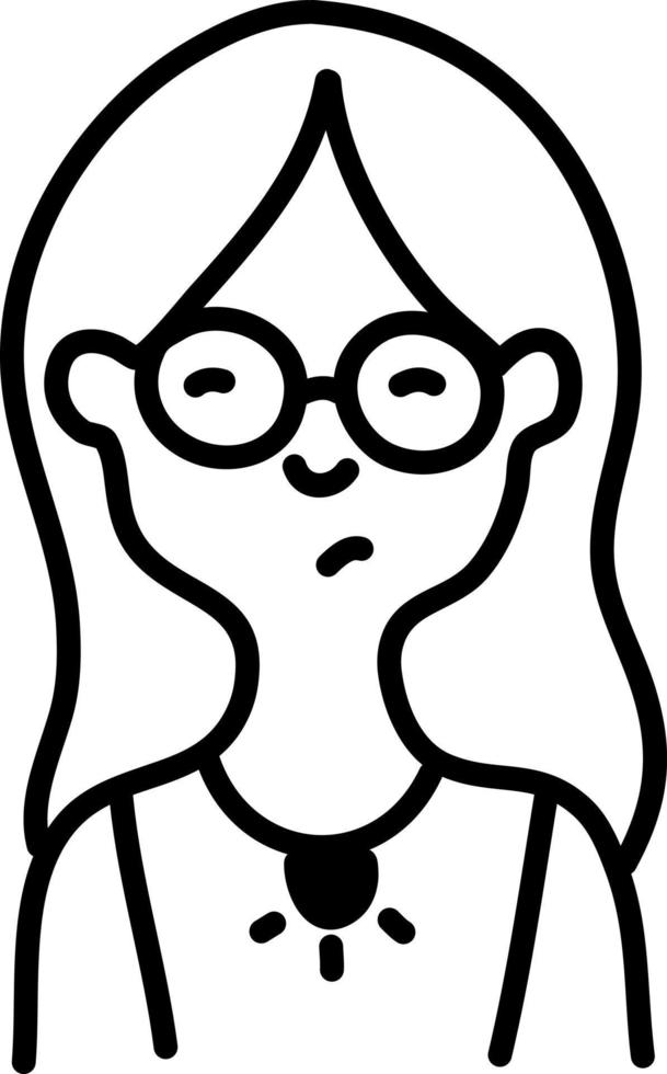 meisje met lang haar- en bril, illustratie, vector Aan een wit achtergrondv