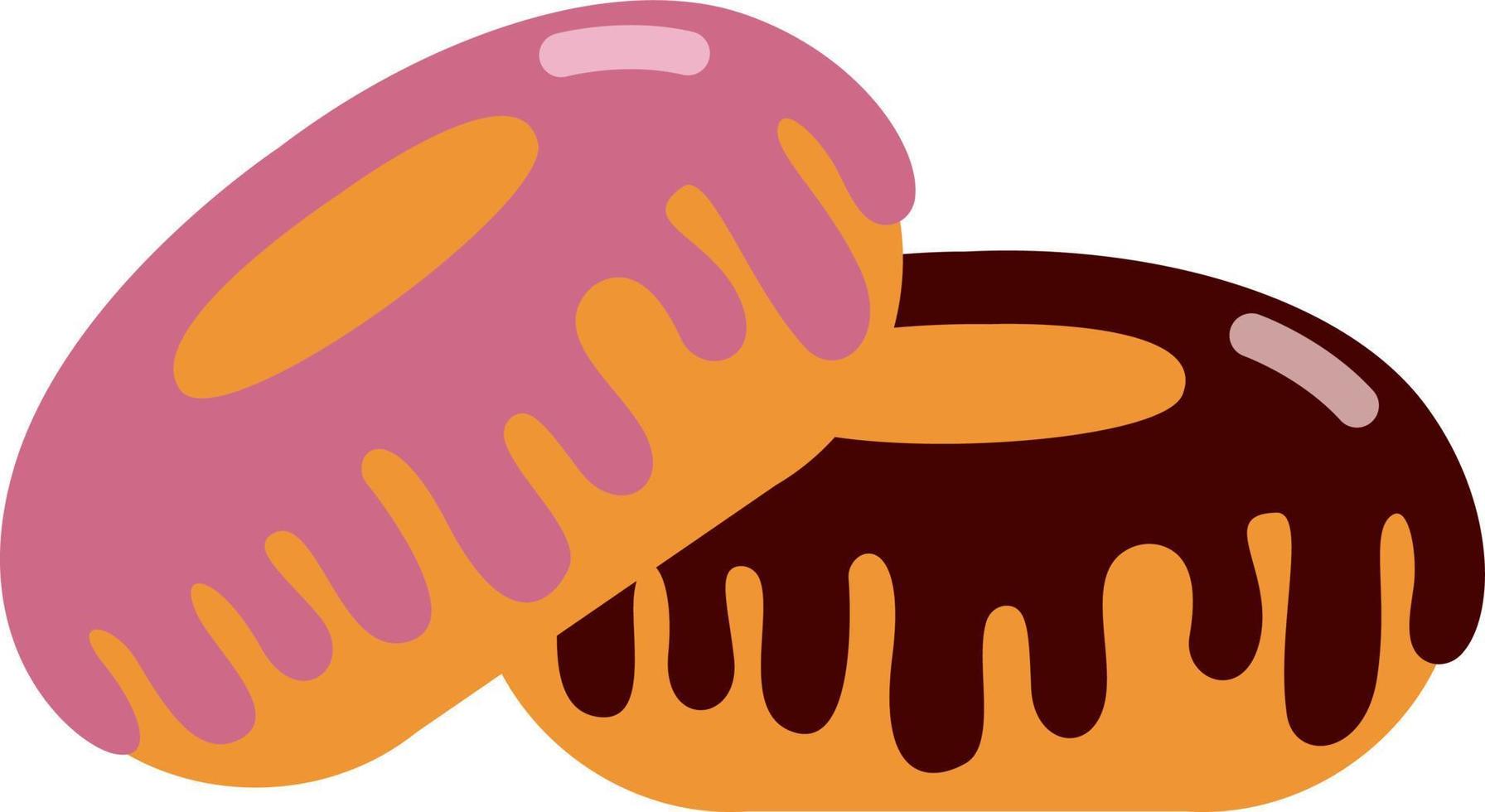 twee geglazuurd donuts, illustratie, vector Aan wit achtergrond.