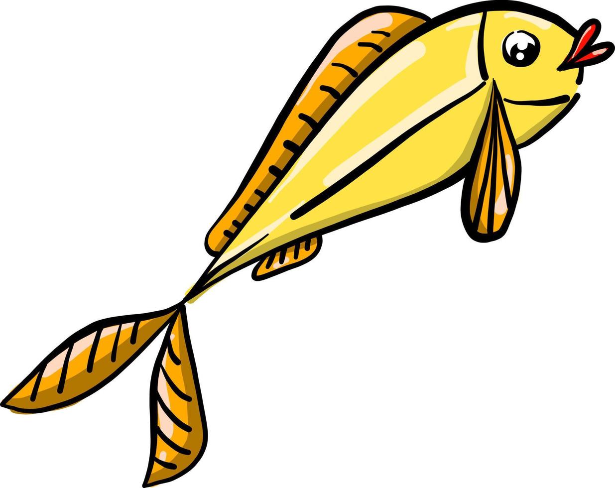 geel vis, illustratie, vector Aan wit achtergrond