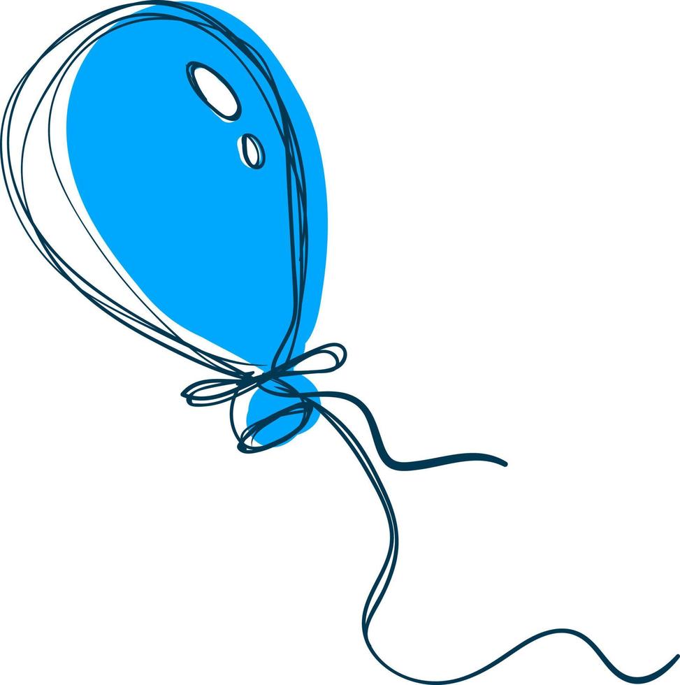 blauw ballon, illustratie, vector Aan wit achtergrond.