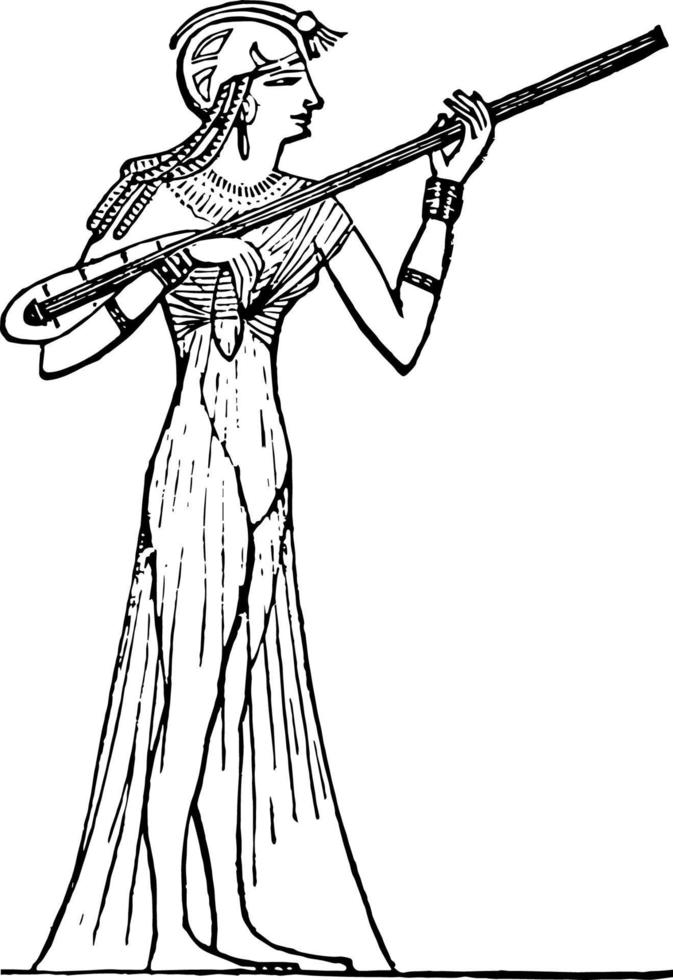 Egyptische musicus, wijnoogst illustratie. vector