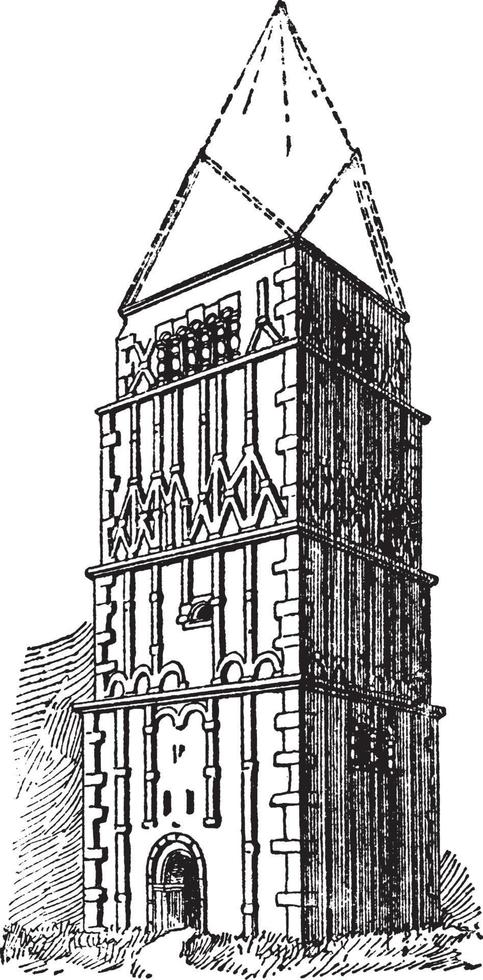 graven barton kerk, beroemd icoon, wijnoogst gravure. vector