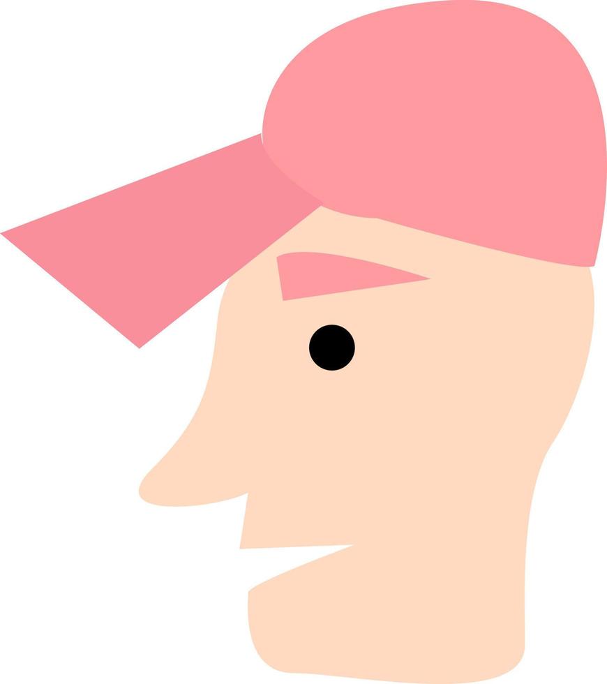 Mens met roze hoed, illustratie, vector, Aan een wit achtergrond. vector