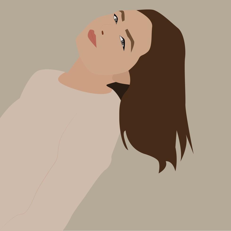 meisje met bruin haar, illustratie, vector Aan wit achtergrond.