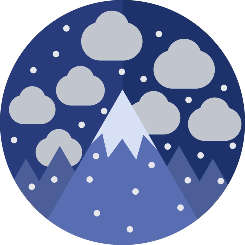 nacht in de bergen met besneeuwd wolken, illustratie, vector Aan wit achtergrond.