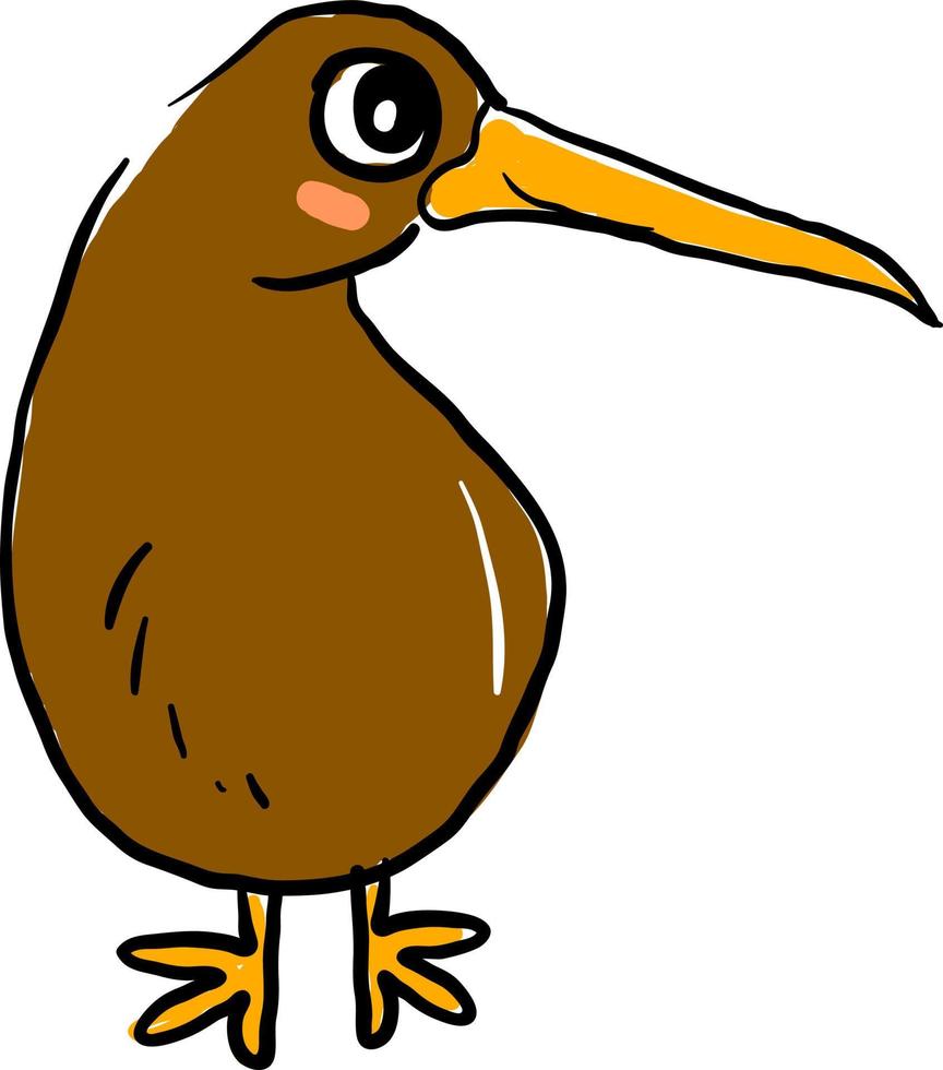 gelukkig kiwi vogel, illustratie, vector Aan wit achtergrond.