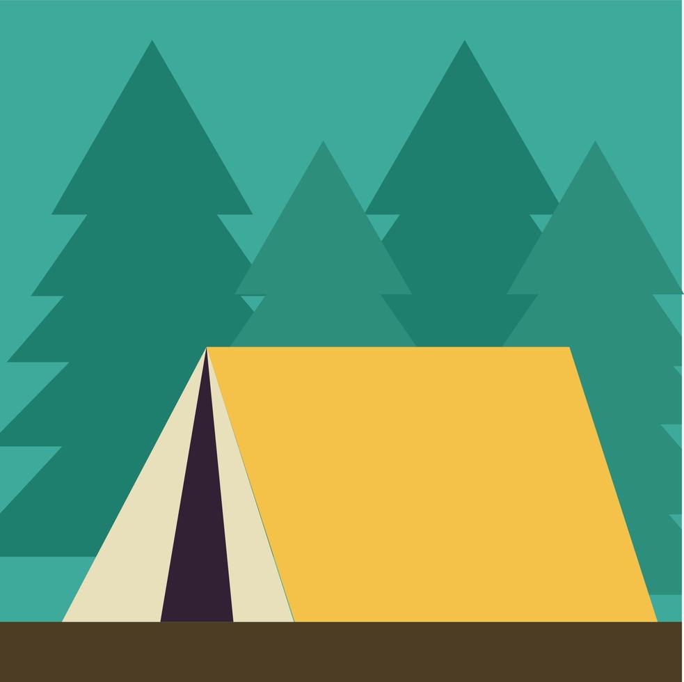 geel tent, illustratie, vector Aan wit achtergrond.