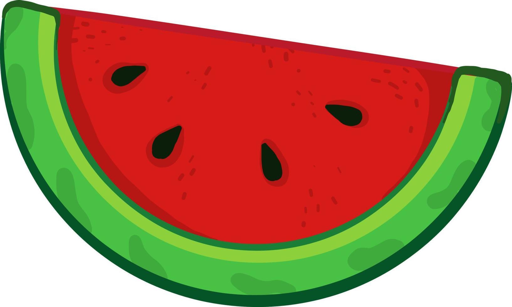 klein watermeloen plak, illustratie, vector Aan wit achtergrond.