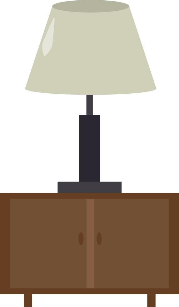 nachtkastje met lamp, illustratie, vector Aan wit achtergrond.