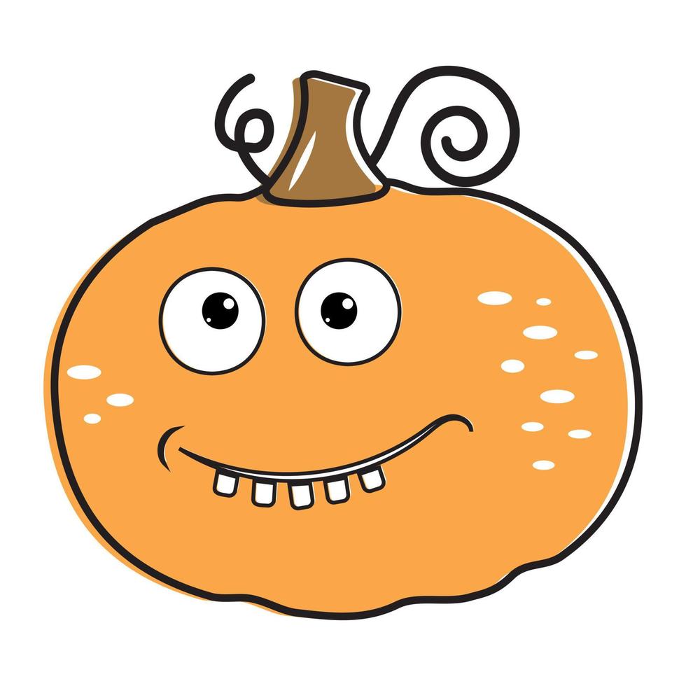 geïsoleerd tekenfilm oranje pompoen met een kawaii gezicht Aan een wit achtergrond. schattig grappig karakter. vlak ontwerp. vector