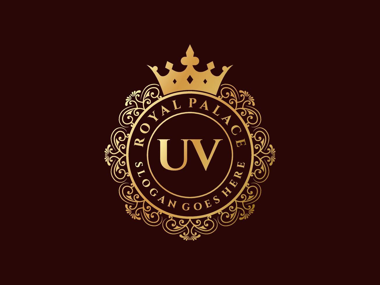 brief uv antiek Koninklijk luxe Victoriaans logo met sier- kader. vector