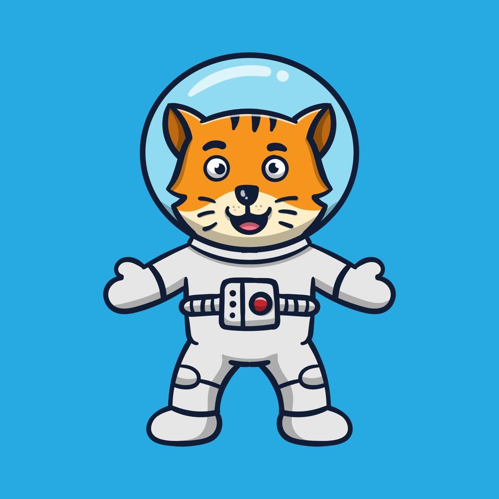 schattig tekenfilm astronaut kat vector