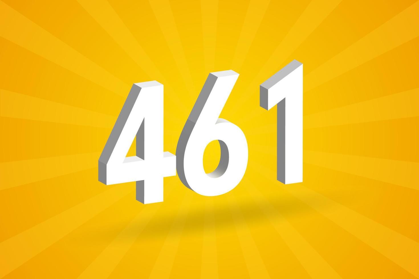 3d 461 aantal doopvont alfabet. wit 3d aantal 461 met geel achtergrond vector