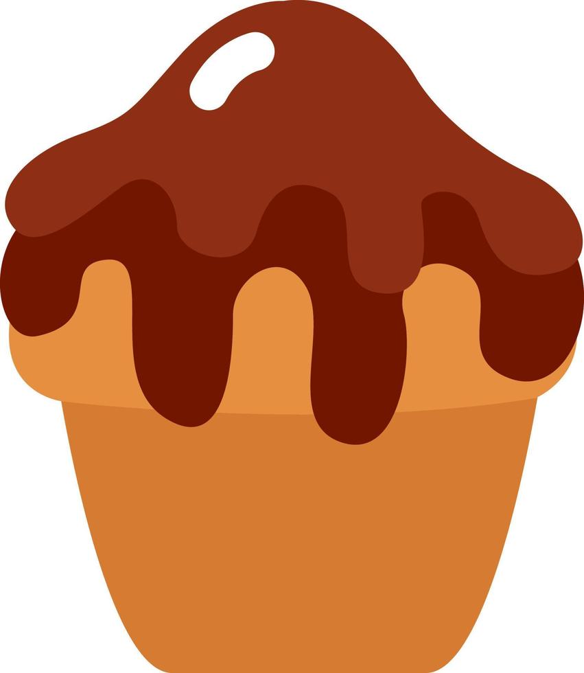 muffin met rood glazuur, illustratie, vector Aan een wit achtergrond