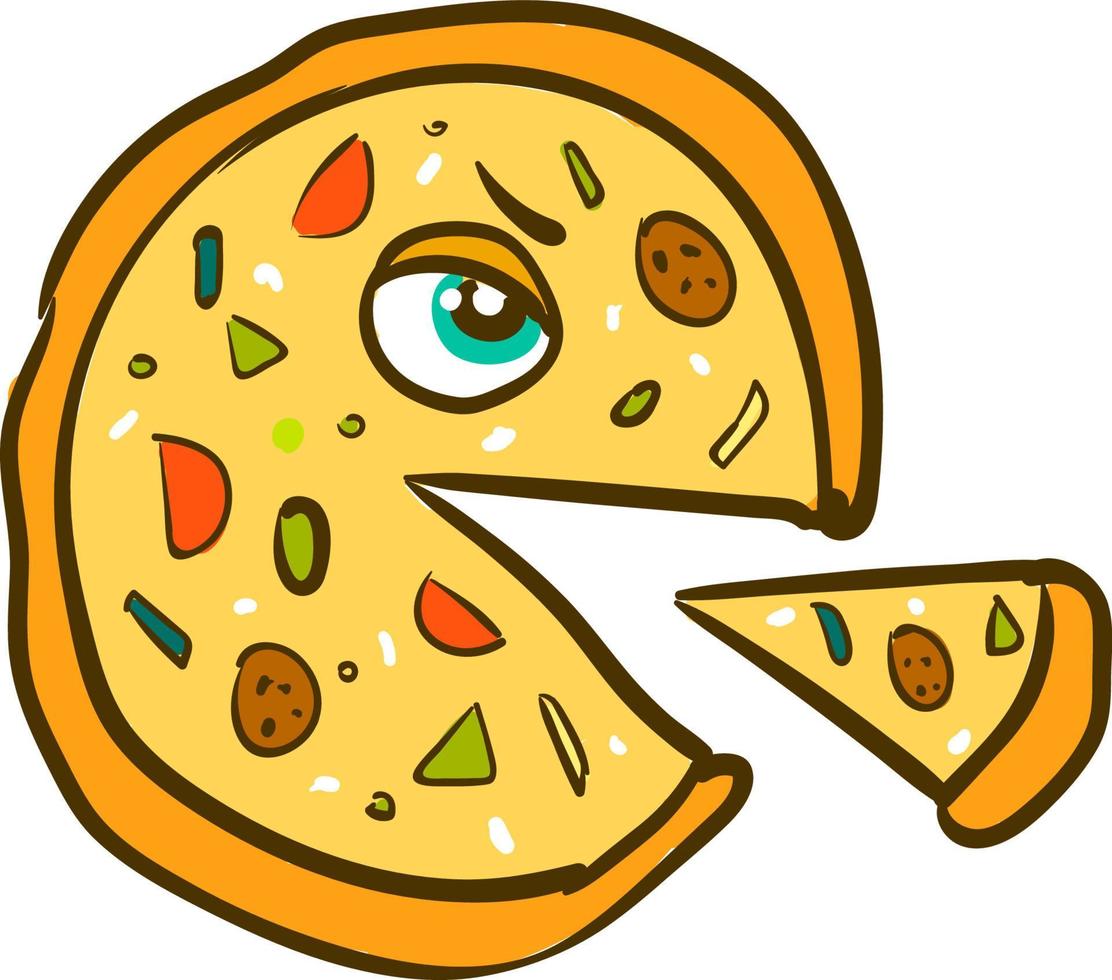 een monster pizza, vector of kleur illustratie.