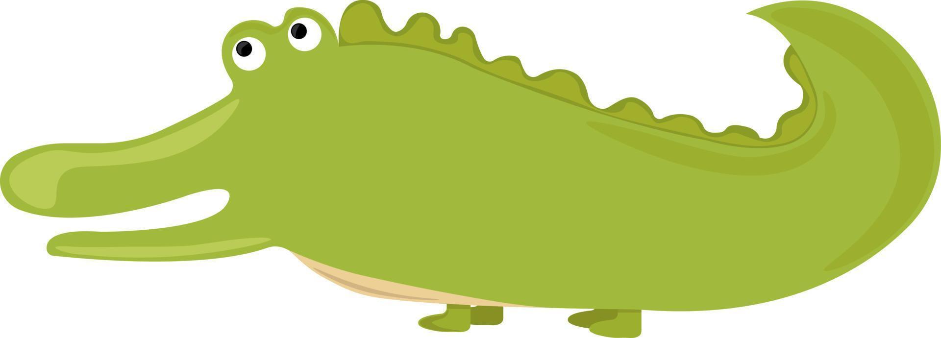 groen krokodil, illustratie, vector Aan wit achtergrond.