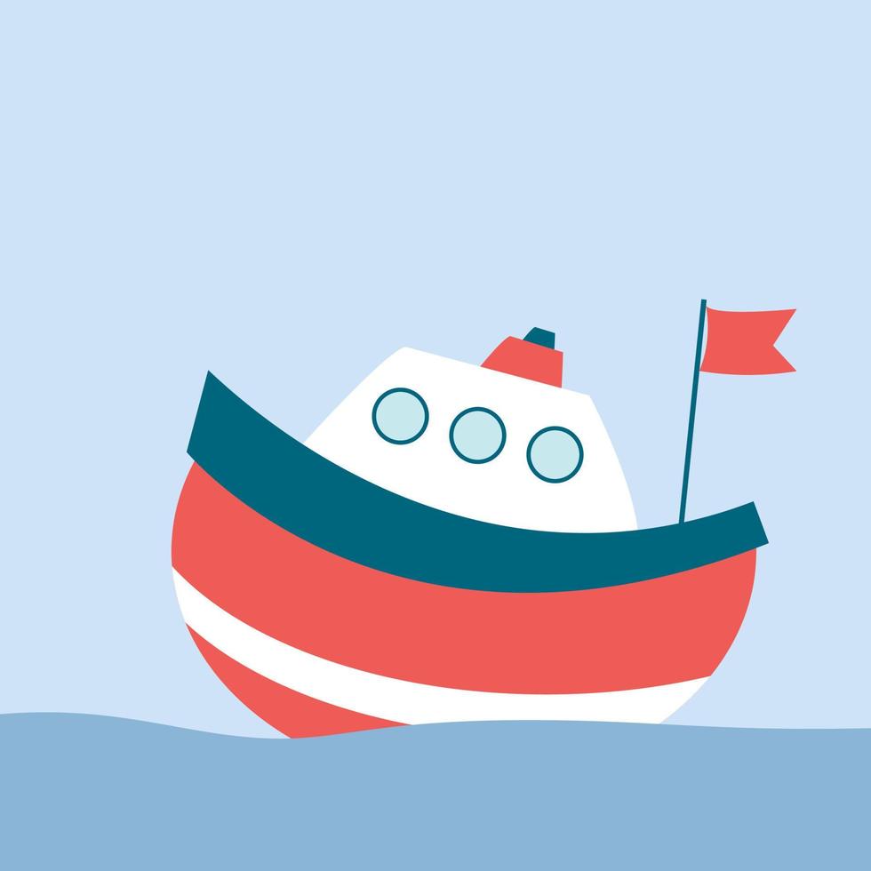 schip Aan water, illustratie, vector Aan wit achtergrond.