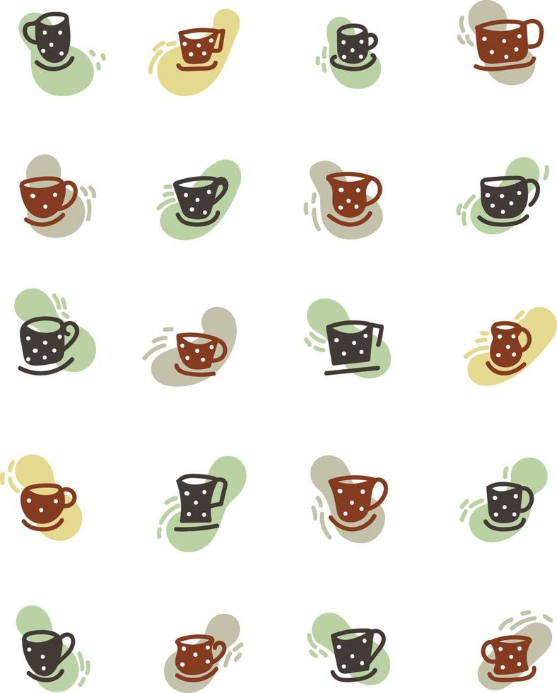 koffie en thee kopjes, illustratie, vector, Aan een wit achtergrond. vector