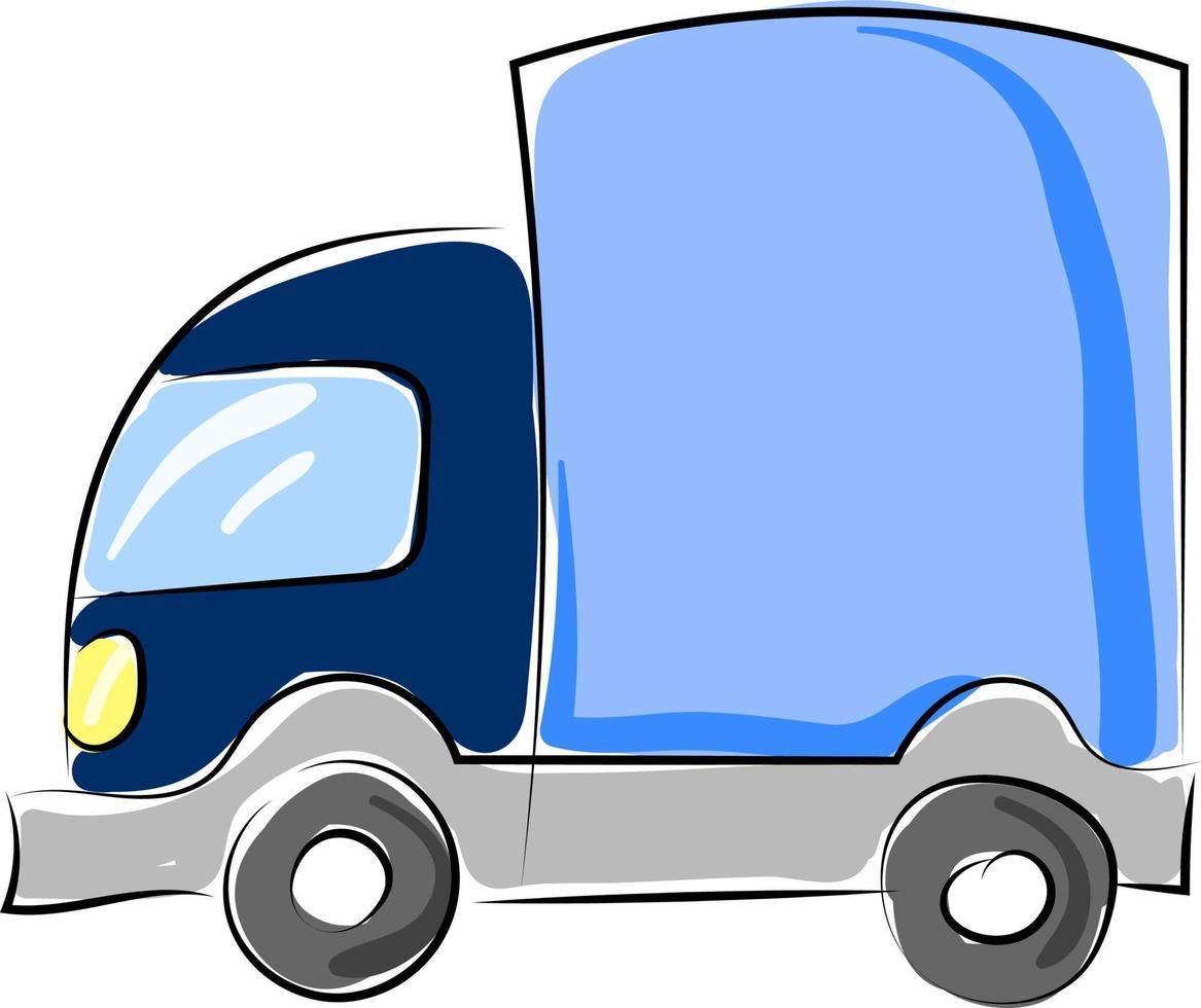 blauw vrachtwagen, illustratie, vector Aan wit achtergrond.