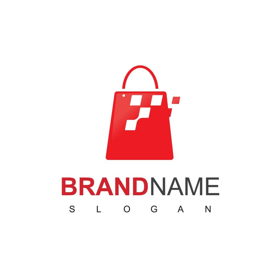 snel in beweging zak logo met pixel symbool voor online op te slaan of kleinhandel logo vector