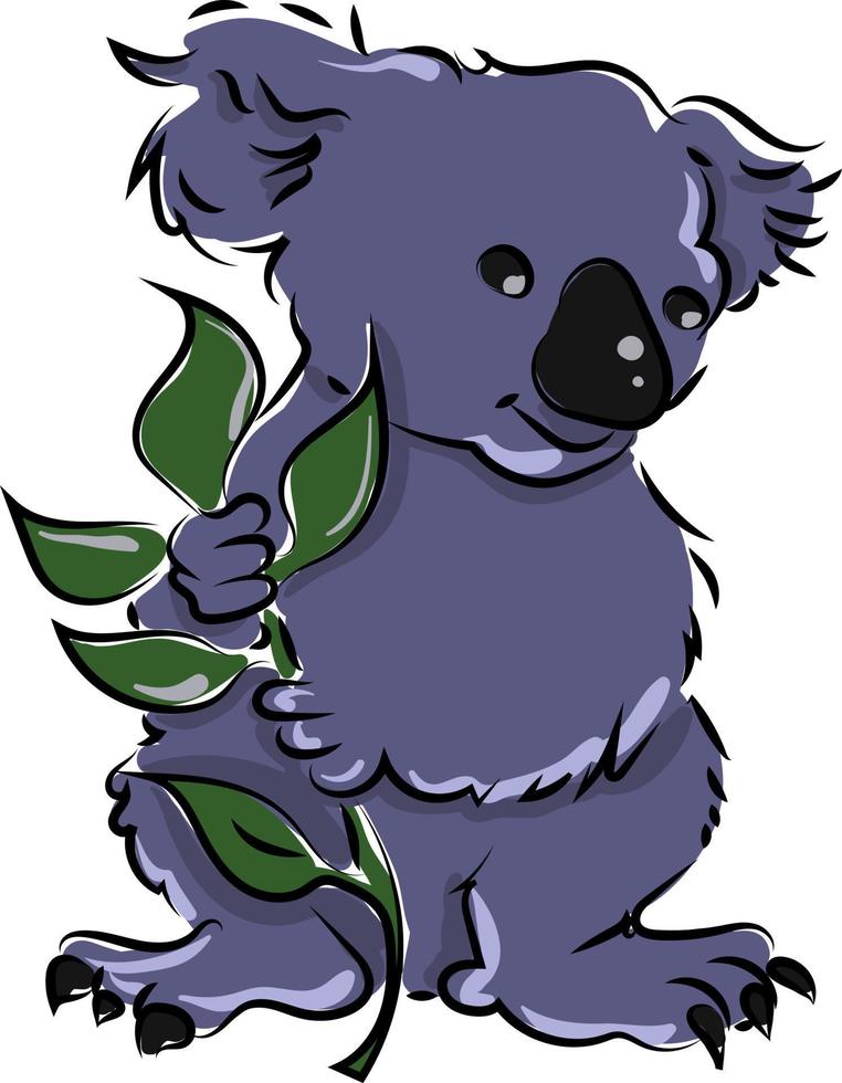 Purper koala, illustratie, vector Aan wit achtergrond.
