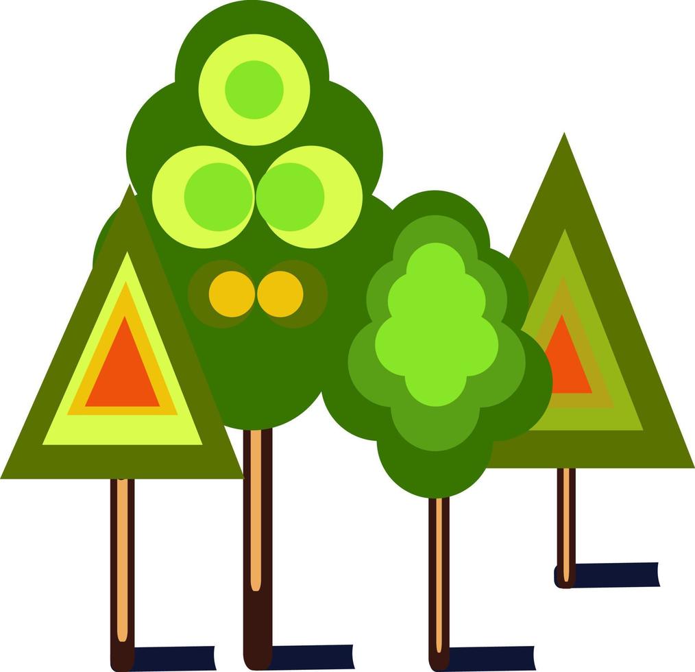 bomen, illustratie, vector Aan wit achtergrond.