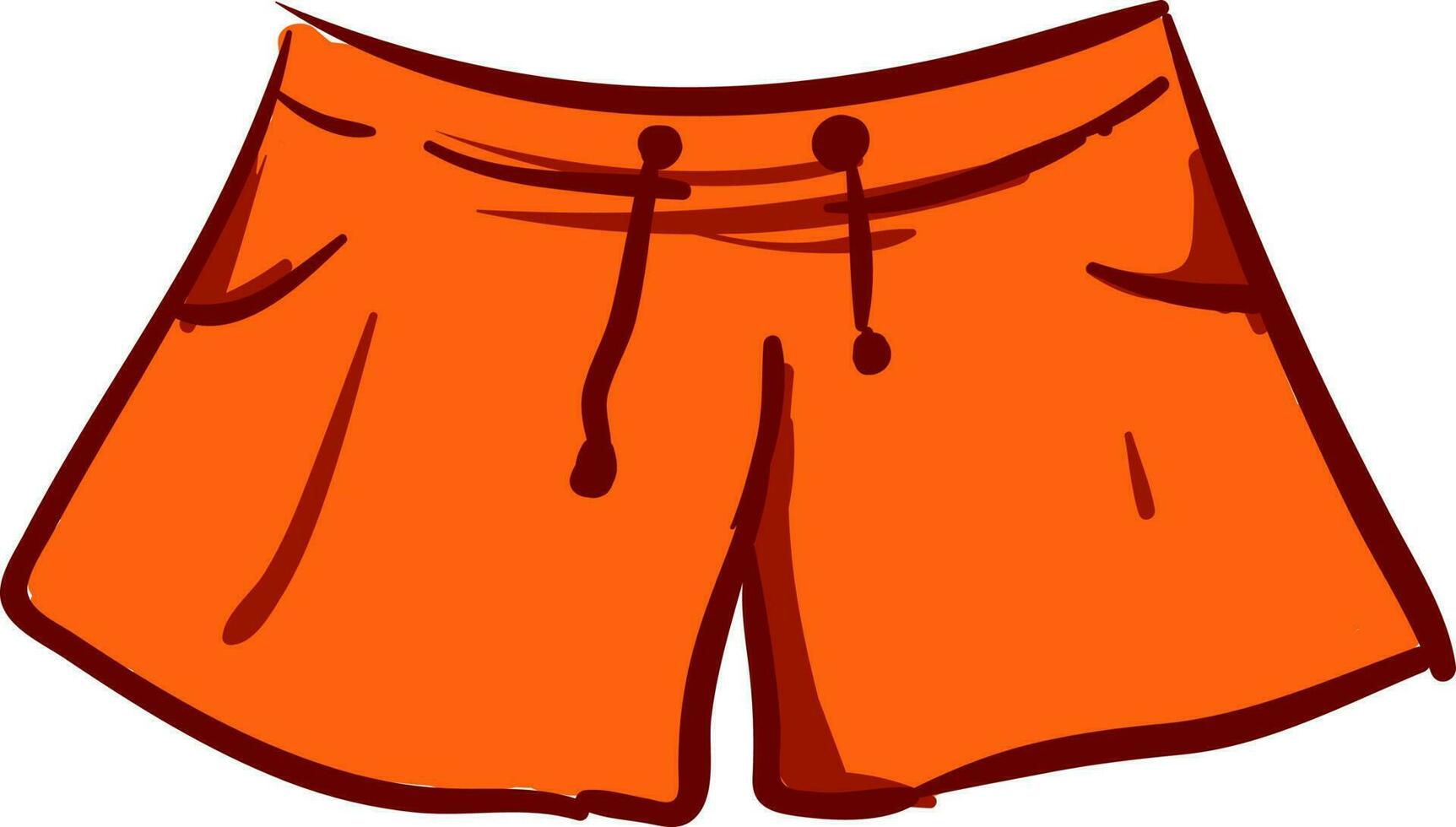 oranje vrouw mini korte broek, illustratie, vector Aan wit achtergrond.