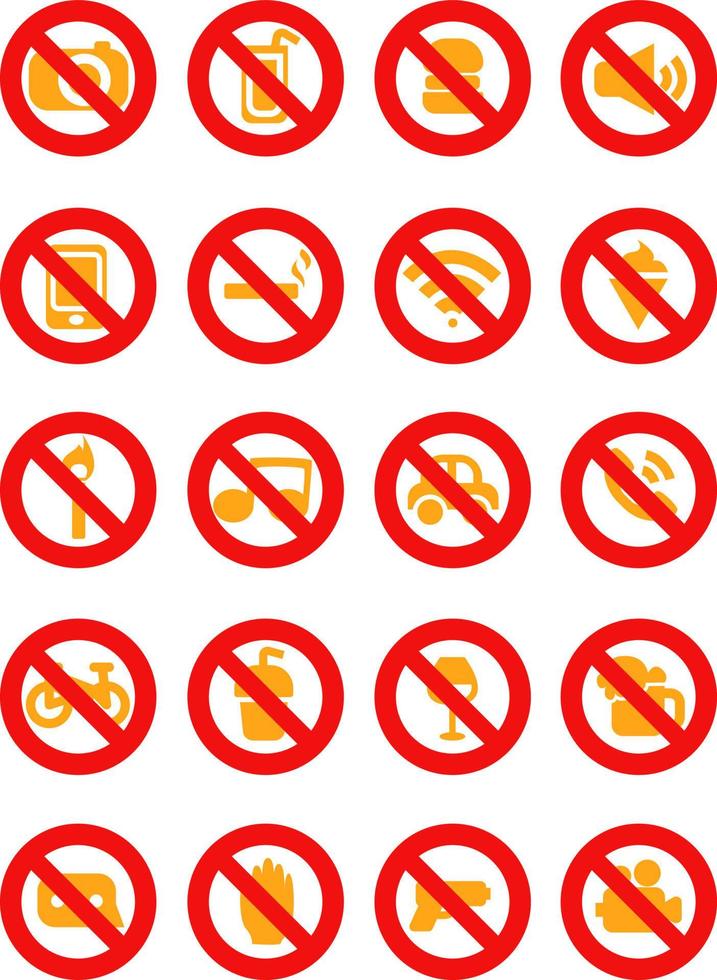 verbod tekens icoon pak, illustratie, vector Aan een wit achtergrond.