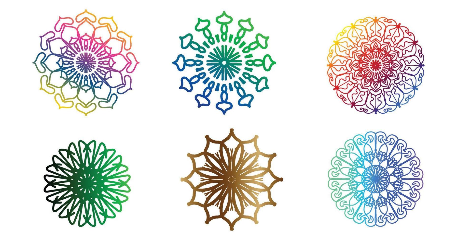 kleurrijk mandala , reeks mandala, mandala's, wijnoogst decoratief element, oosters patroon, vector, Islam, Arabisch, Indisch, Turks, Pakistan, Chinese, poef motieven, luxe sier- mandala vector