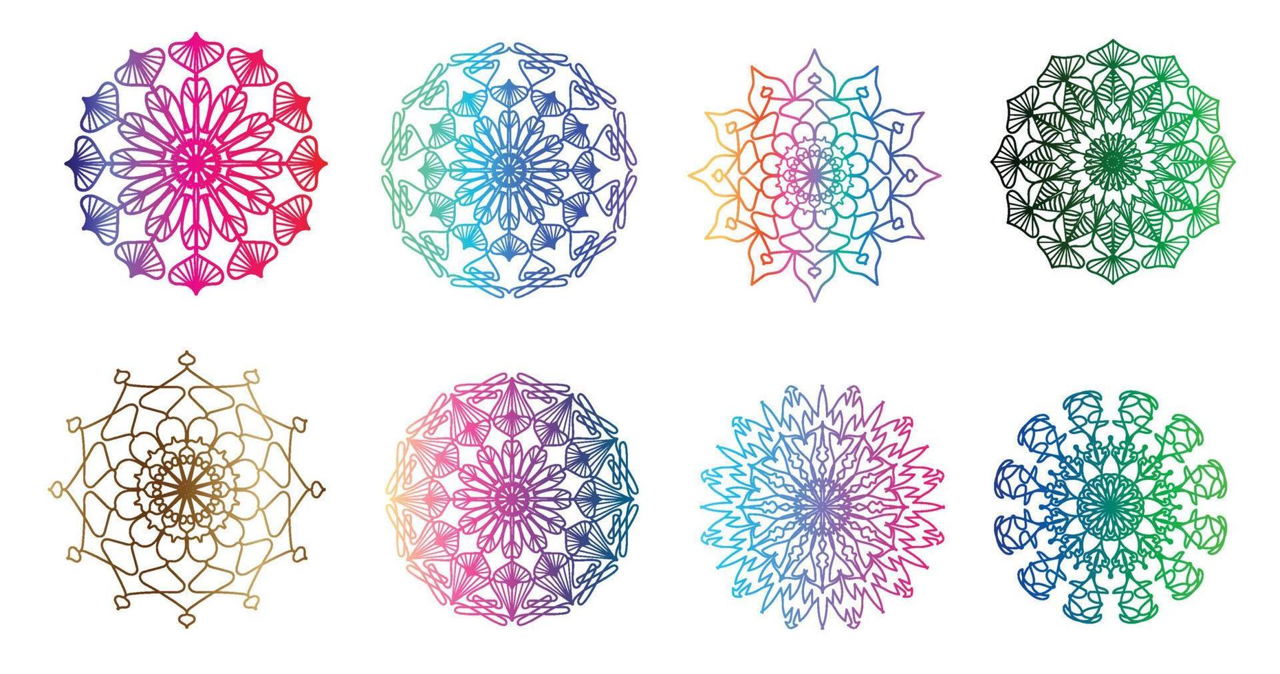 kleurrijk mandala , reeks mandala, mandala's, wijnoogst decoratief element, oosters patroon, vector, Islam, Arabisch, Indisch, Turks, Pakistan, Chinese, poef motieven, luxe sier- mandala vector