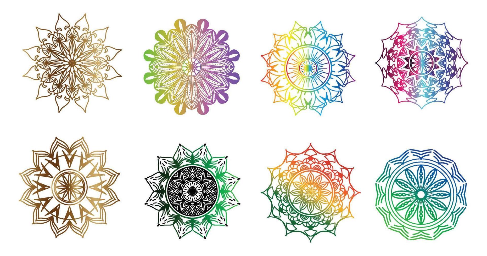 kleurrijk mandala , reeks mandala, mandala's, wijnoogst decoratief element, oosters patroon, vector, Islam, Arabisch, Indisch, Turks, Pakistan, Chinese, poef motieven, luxe sier- mandala vector