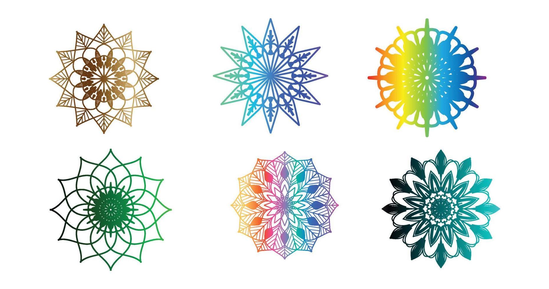 kleurrijk mandala , reeks mandala, mandala's, wijnoogst decoratief element, oosters patroon, vector, Islam, Arabisch, Indisch, Turks, Pakistan, Chinese, poef motieven, luxe sier- mandala vector