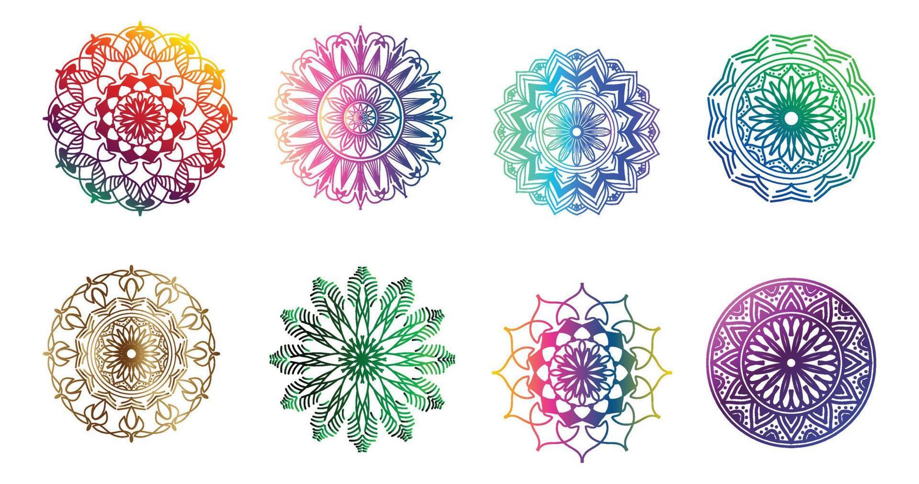 kleurrijk mandala , reeks mandala, mandala's, wijnoogst decoratief element, oosters patroon, vector, Islam, Arabisch, Indisch, Turks, Pakistan, Chinese, poef motieven, luxe sier- mandala vector