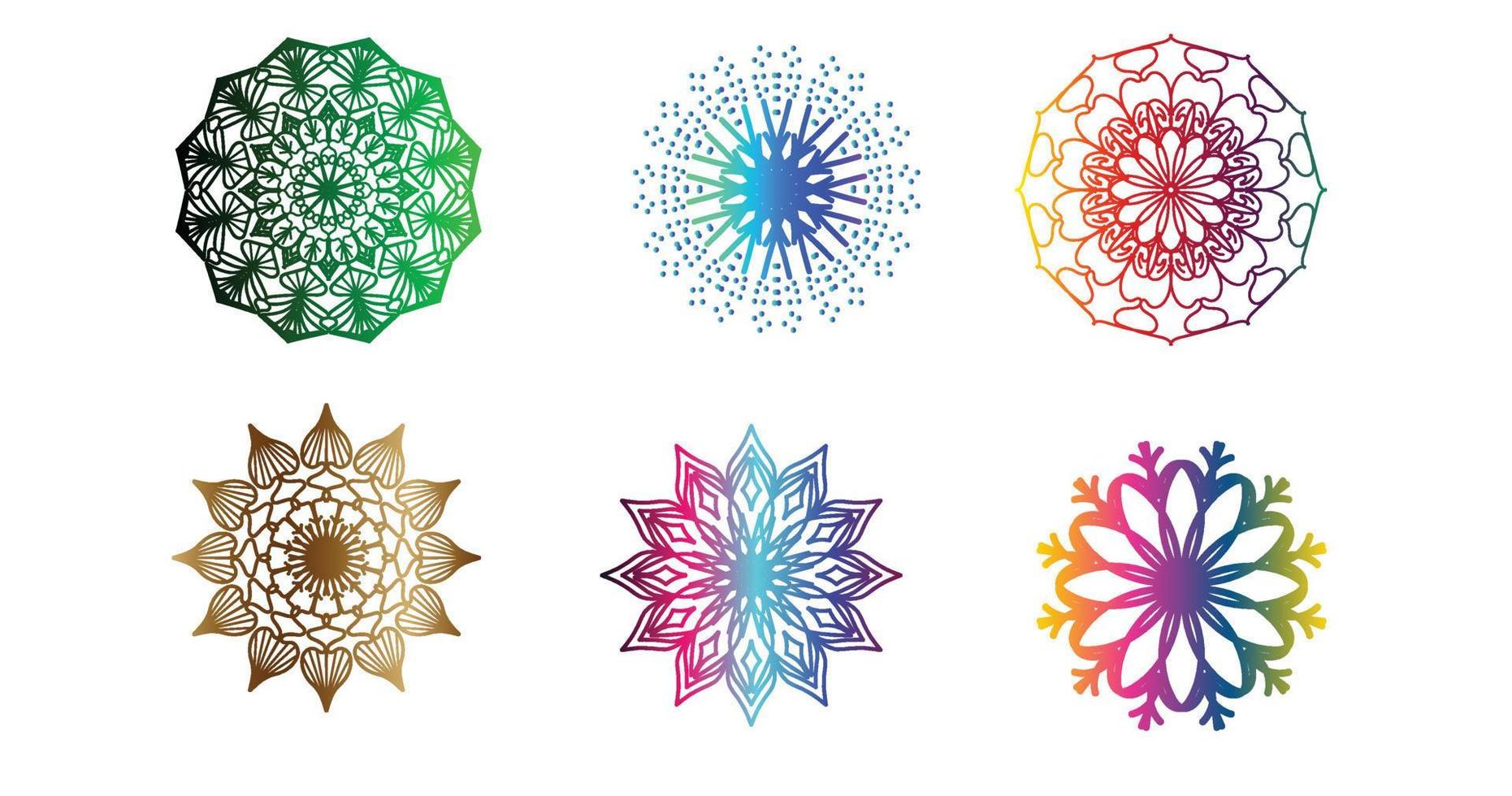 kleurrijk mandala , reeks mandala, mandala's, wijnoogst decoratief element, oosters patroon, vector, Islam, Arabisch, Indisch, Turks, Pakistan, Chinese, poef motieven, luxe sier- mandala vector