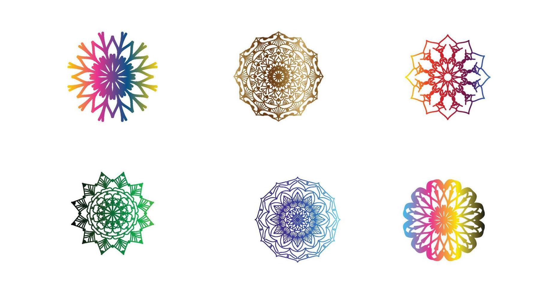 kleurrijk mandala , reeks mandala, mandala's, wijnoogst decoratief element, oosters patroon, vector, Islam, Arabisch, Indisch, Turks, Pakistan, Chinese, poef motieven, luxe sier- mandala vector