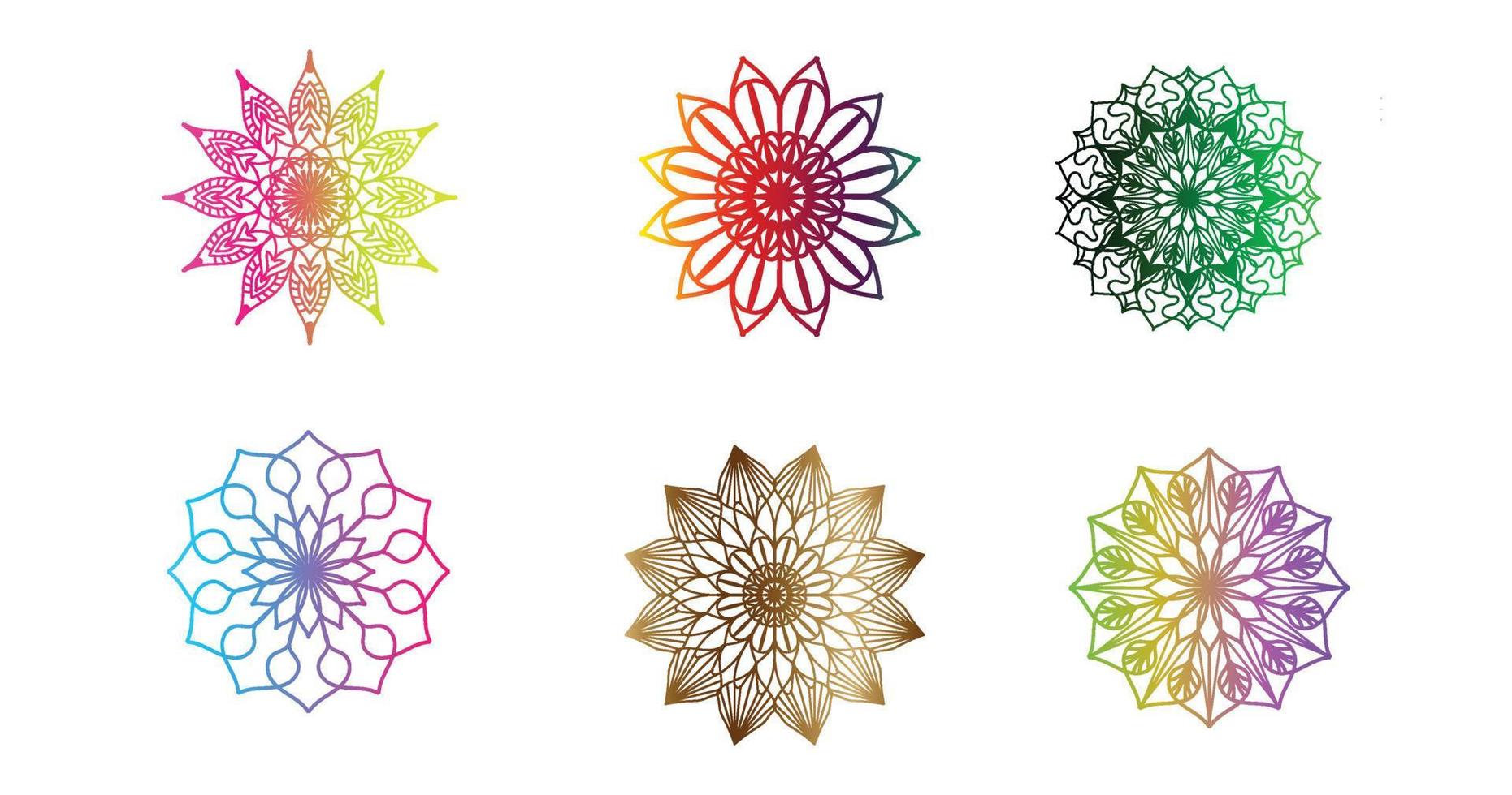 kleurrijk mandala , reeks mandala, mandala's, wijnoogst decoratief element, oosters patroon, vector, Islam, Arabisch, Indisch, Turks, Pakistan, Chinese, poef motieven, luxe sier- mandala vector