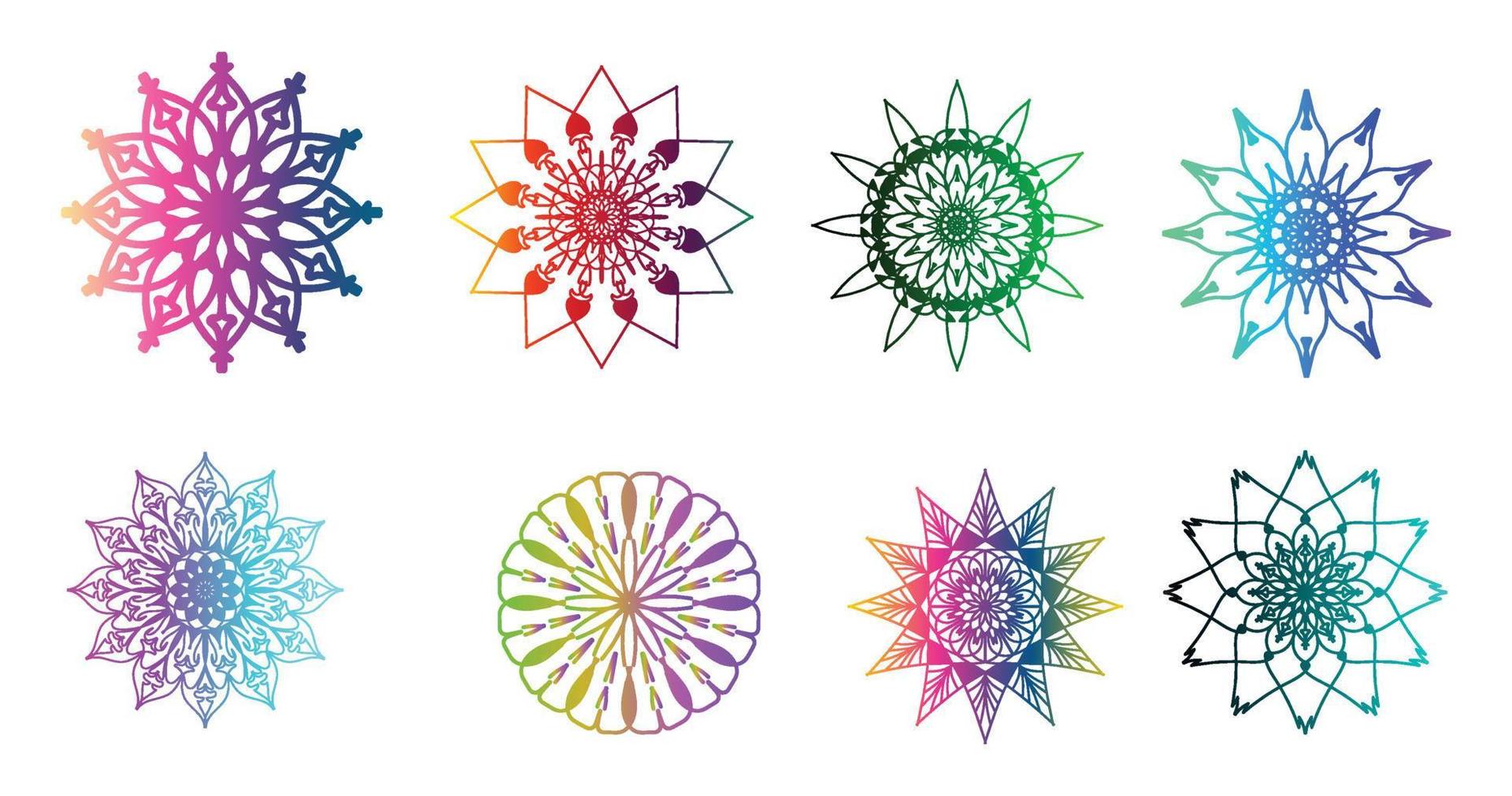 kleurrijk mandala , reeks mandala, mandala's, wijnoogst decoratief element, oosters patroon, vector, Islam, Arabisch, Indisch, Turks, Pakistan, Chinese, poef motieven, luxe sier- mandala vector