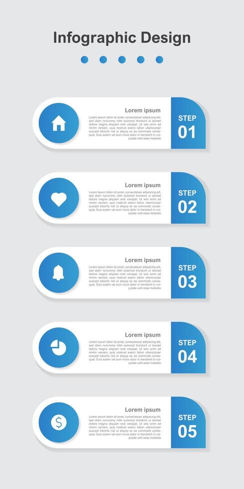 vijf stappen blauw abstract bedrijf infographic sjabloon vector