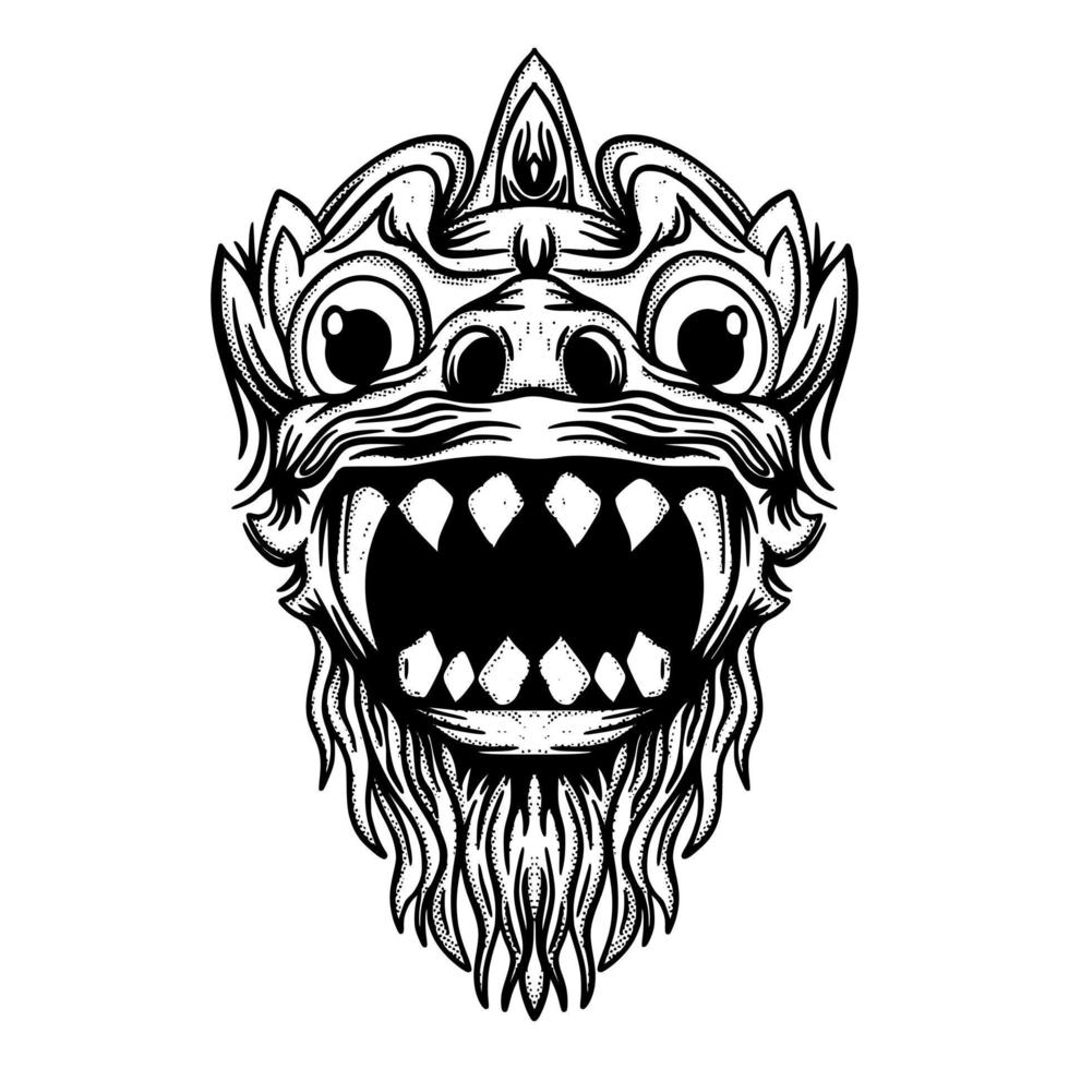 barong Bali illustratie hand- getrokken schetsen voor tatoeëren, stickers, enz vector