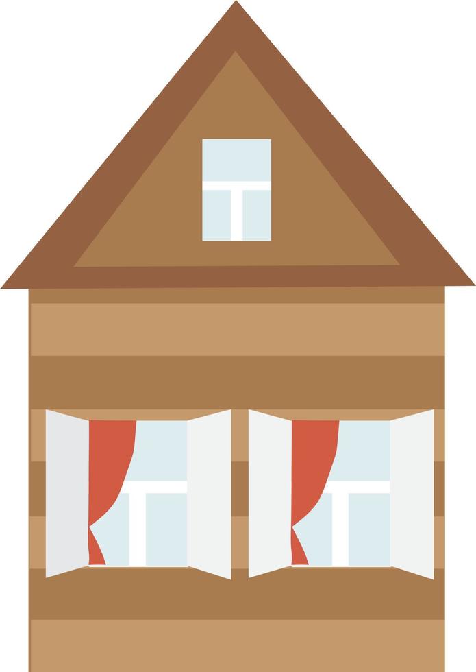 houten huis in tekenfilm. vector illustratie.