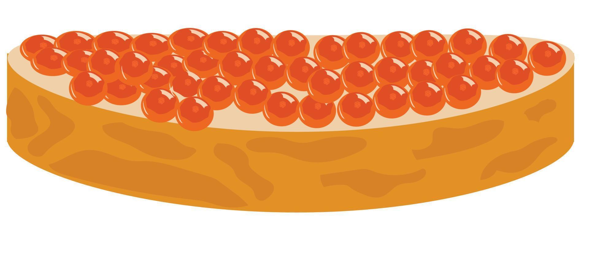 belegd broodje met rood kaviaar. vector illustratie.
