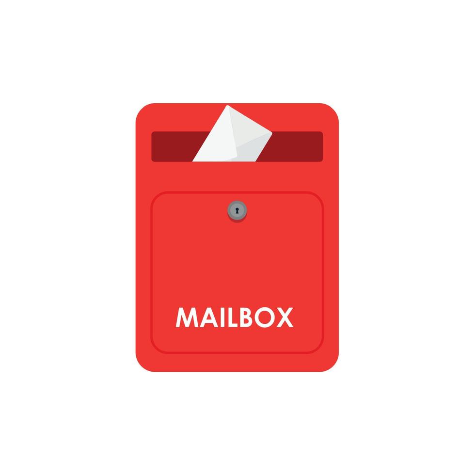 postbus vector illustratie geïsoleerd Aan wit, vlak post kantoor doos, rood mail doos tekenfilm icoon