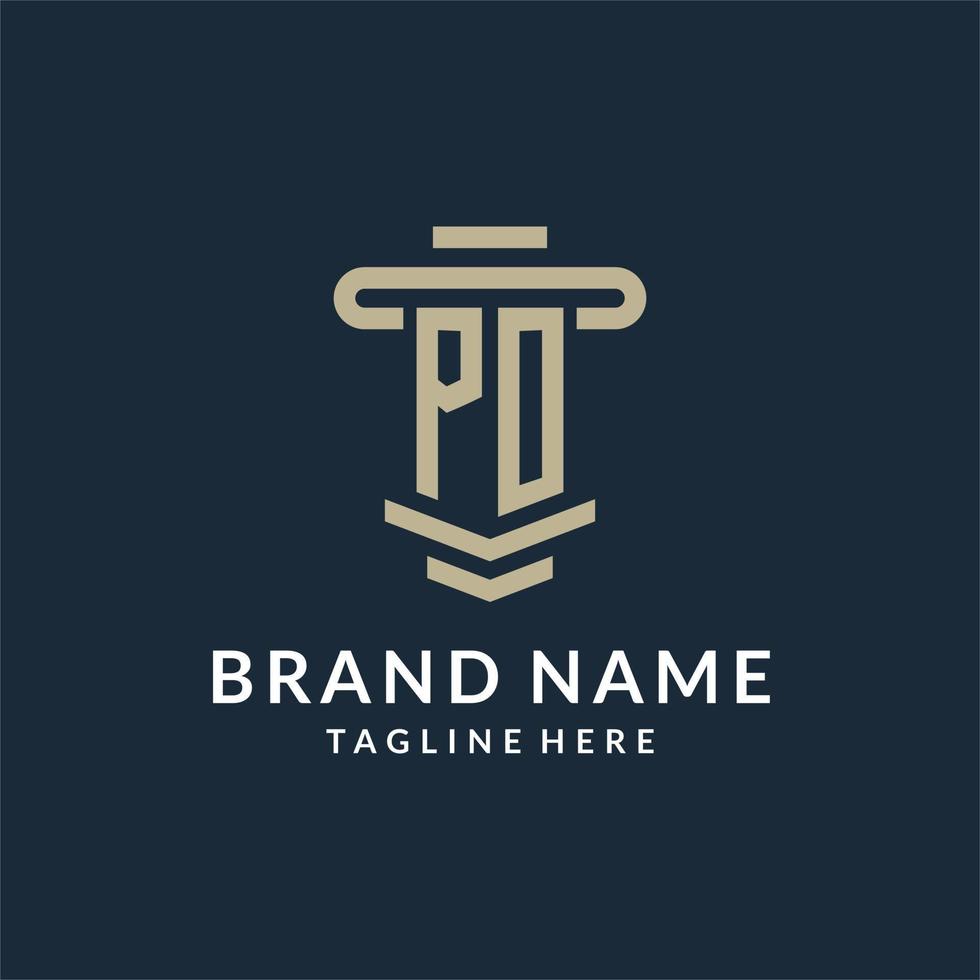 po eerste logo monogram met gemakkelijk luxe pijler lijn vector ontwerp