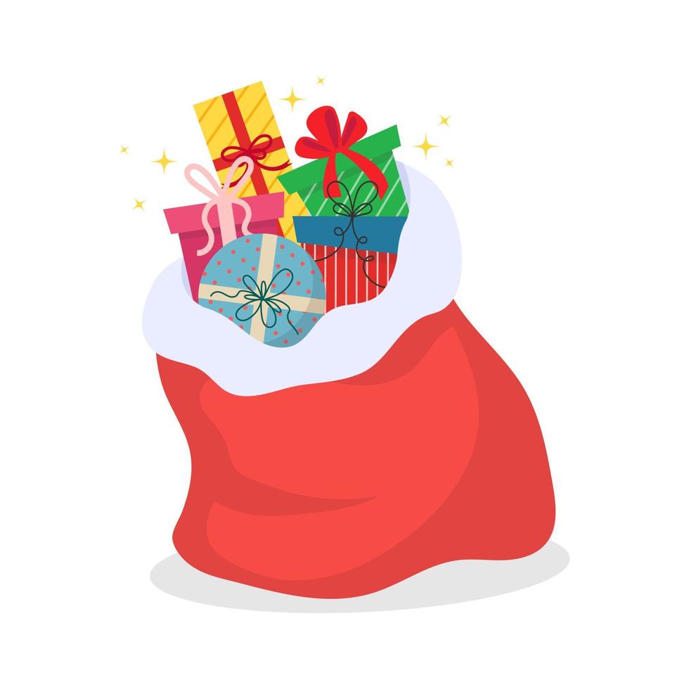 rood Kerstmis zak met cadeaus van de kerstman. vector illustratie.1