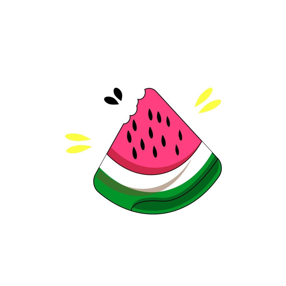 watermeloen schattig vector illustratie, vers plak van watermeloen grafisch afdrukken, geïsoleerd Aan wit achtergrond.