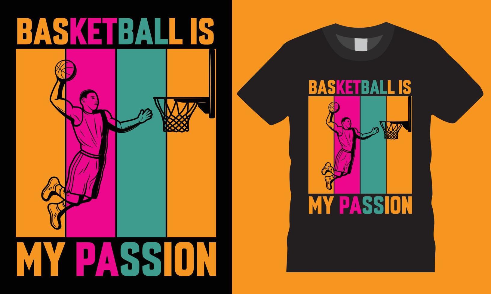 typografie basketbal mijn passie creatief t-shirt ontwerp vector
