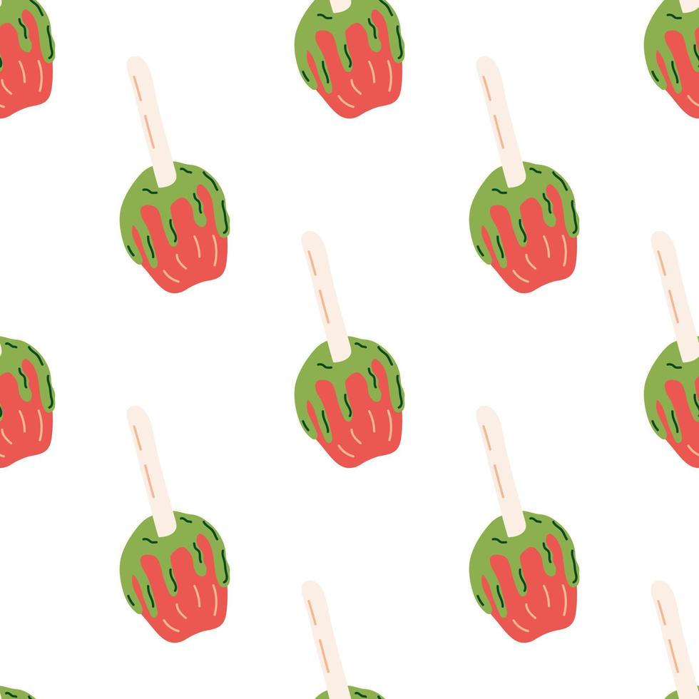 naadloos patroon met karamel appels. dankzegging dag verzameling. vlak vector illustratie. klokken
